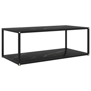 Contemporary Black Coffee Table with Tempered Glass - 100x50x35 cm