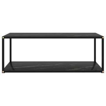 Contemporary Black Coffee Table with Tempered Glass - 100x50x35 cm