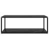 Contemporary Black Coffee Table with Tempered Glass - 100x50x35 cm