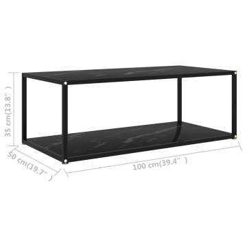 Contemporary Black Coffee Table with Tempered Glass - 100x50x35 cm