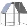 Outdoor Chicken Cage 2x2x2 m Galvanised Steel Colour silver and silver grey Size 2 x 2 x 2 m Model with fully-covered roof 