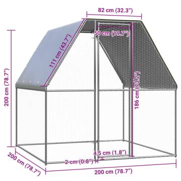 Outdoor Chicken Cage 2x2x2 m - Galvanised Steel | Hipo Market