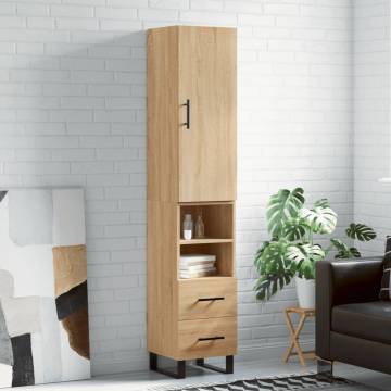 Stylish Highboard Sonoma Oak - 34.5x34x180 cm | Hipo Market