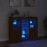 Modern Sideboards with LED Lights - 3 pcs Brown Oak