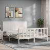 Bed Frame with Headboard White King Size Solid Wood Colour white Size 150 x 200 cm 