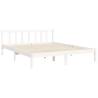 White King Size Bed Frame with Headboard - Solid Wood