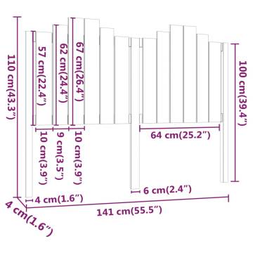 Stylish White Bed Headboard – Solid Pine Wood 141x4x110 cm