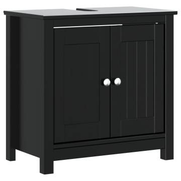 2 Piece Bathroom Furniture Set BERG - Black Solid Wood Pine