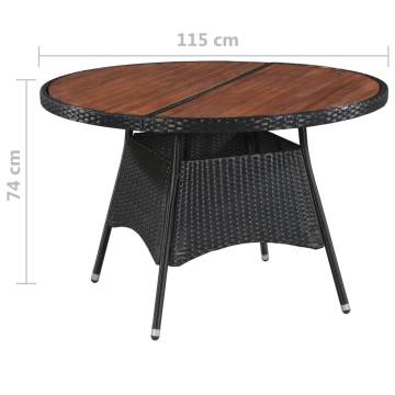 Elegant Garden Table - 115x74 cm Poly Rattan & Acacia Wood