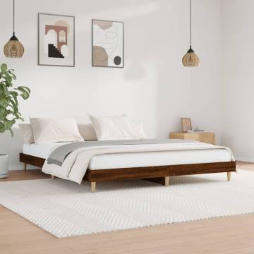 Brown Oak Bed Frame 160x200 cm | Durable Engineered Wood