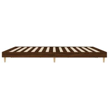 Brown Oak Bed Frame 160x200 cm | Durable Engineered Wood