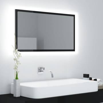 LED Bathroom Mirror High Gloss Black 80x8.5x37 cm | Hipomarket