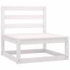 5 Piece Garden Lounge Set - White Solid Pine Wood