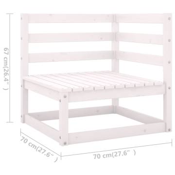 5 Piece Garden Lounge Set - White Solid Pine Wood