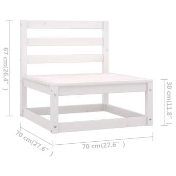 5 Piece Garden Lounge Set - White Solid Pine Wood