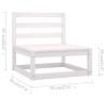 5 Piece Garden Lounge Set - White Solid Pine Wood