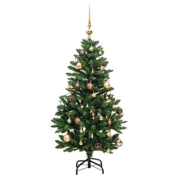 150 cm Artificial Hinged Christmas Tree with 120 LEDs & Ball Set