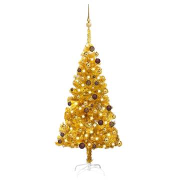 Artificial Pre-lit Gold Christmas Tree 120 cm - Hipomarket