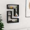 High Gloss Black Wall Shelf - 2 pcs Engineered Wood - 50x15x50 cm