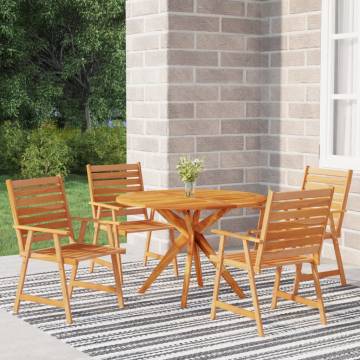 5 Piece Garden Dining Set - Solid Acacia Wood - Hipomarket