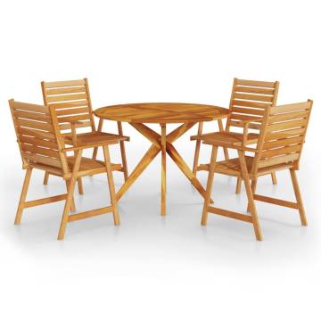 5 Piece Garden Dining Set - Solid Acacia Wood - Hipomarket