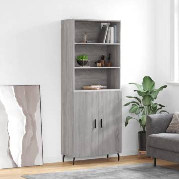 Stylish Highboard Grey Sonoma - 69.5x34x180 cm Engineered Wood