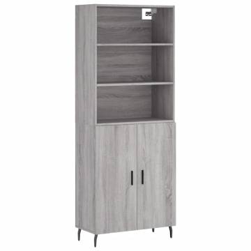 Stylish Highboard Grey Sonoma - 69.5x34x180 cm Engineered Wood