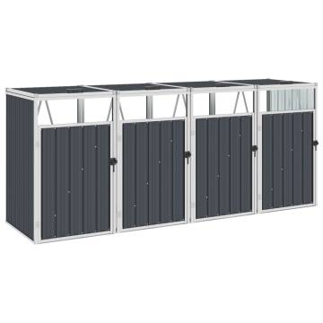 Quadruple Garbage Bin Shed - Anthracite Steel, 286x81x121 cm