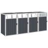 Quadruple Garbage Bin Shed Anthracite 286x81x121 cm Steel Colour anthracite Size 4 bins Number of bins 1 