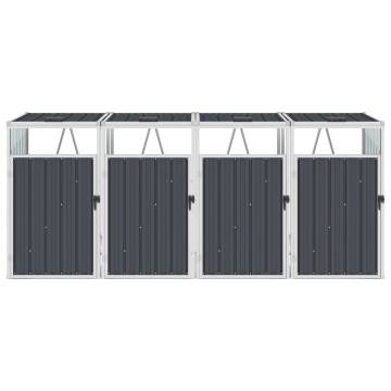 Quadruple Garbage Bin Shed - Anthracite Steel, 286x81x121 cm