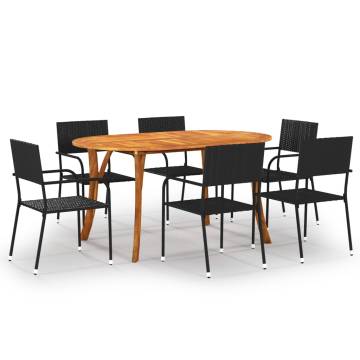 7 Piece Garden Dining Set Black - Stylish Outdoor Furniture