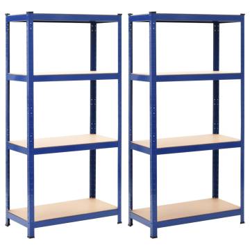 Durable Blue Storage Shelves - 2 pcs 80x40x160 cm Steel & MDF