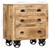 Stylish Side Cabinet with Wheel - Solid Mango Wood - 70x40x75 cm