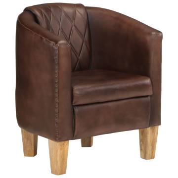 Luxurious Light Brown Real Leather Tub Chair | Hipo Market