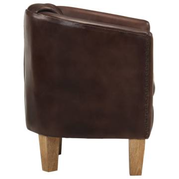 Luxurious Light Brown Real Leather Tub Chair | Hipo Market