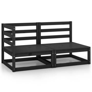 2 Piece Garden Lounge Set – Black Solid Pinewood