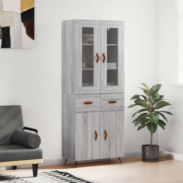 Stylish Highboard Grey Sonoma 69.5x34x180 cm - HipoMarket UK