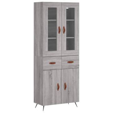 Stylish Highboard Grey Sonoma 69.5x34x180 cm - HipoMarket UK