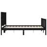 Black Double Bed Frame with Headboard - Solid Pine Wood