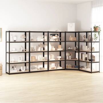 5-Layer Shelves Set - Anthracite Steel & Engineered Wood