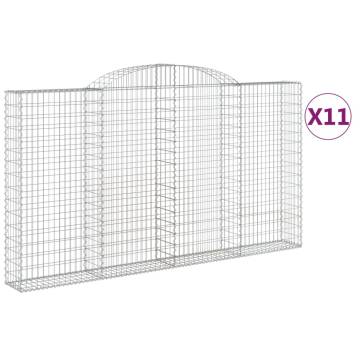 Arched Gabion Baskets - 11 pcs Galvanised Iron Garden Barrier