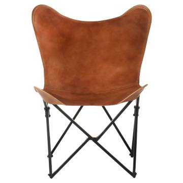 Foldable Butterfly Chair - Brown Real Leather | Hipo Market