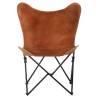 Foldable Butterfly Chair - Brown Real Leather | Hipo Market