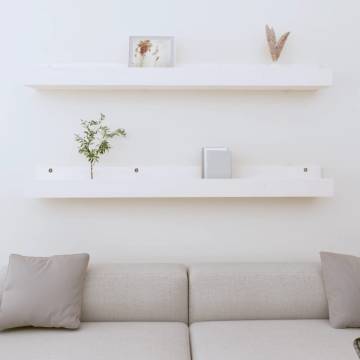 Wall Shelves 2 pcs White - Solid Pine Wood | HipoMarket