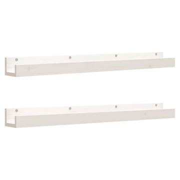 Wall Shelves 2 pcs White - Solid Pine Wood | HipoMarket