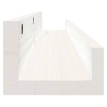 Wall Shelves 2 pcs White - Solid Pine Wood | HipoMarket