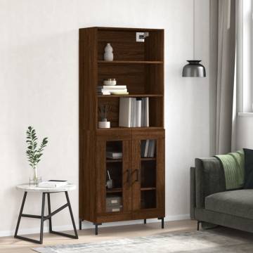 Stylish Highboard Brown Oak - 69.5x34x180 cm | HipoMarket