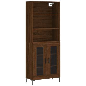 Stylish Highboard Brown Oak - 69.5x34x180 cm | HipoMarket