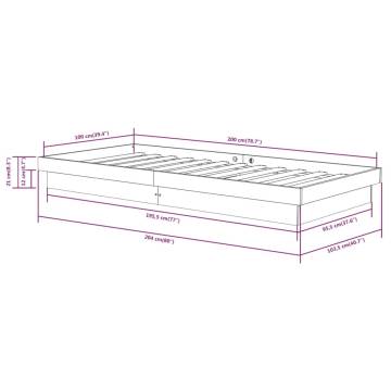 Grey Solid Wood Bed Frame 100x200 cm - Stylish & Durable