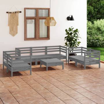 8 Piece Garden Lounge Set - Grey Solid Pinewood | HipoMarket